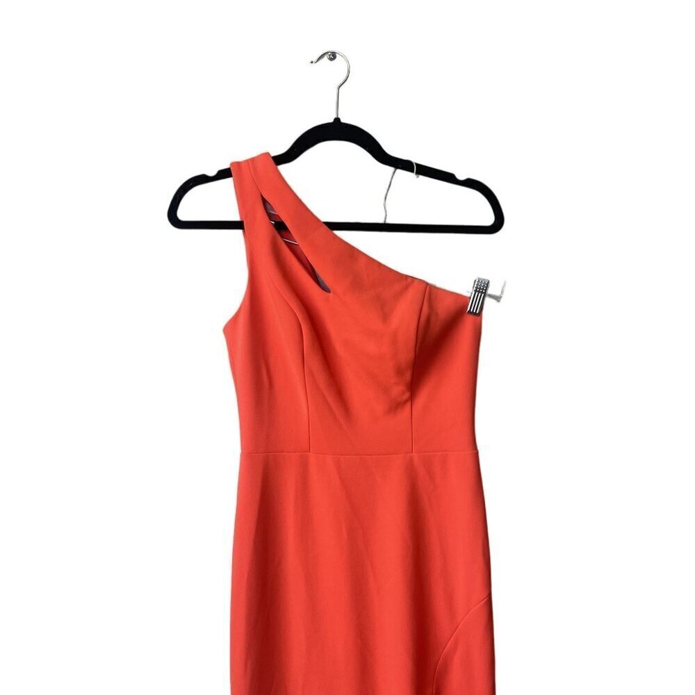 Xscape Dress Size 2 Formal Long Cocktail Evening Orange One Shoulder Orange Maxi - Picture 3 of 8